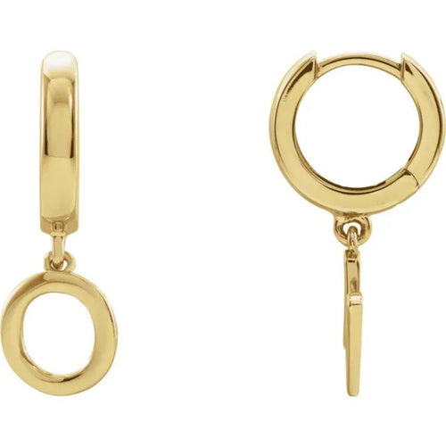 Yellow Gold Initial Hinged Huggie Earring