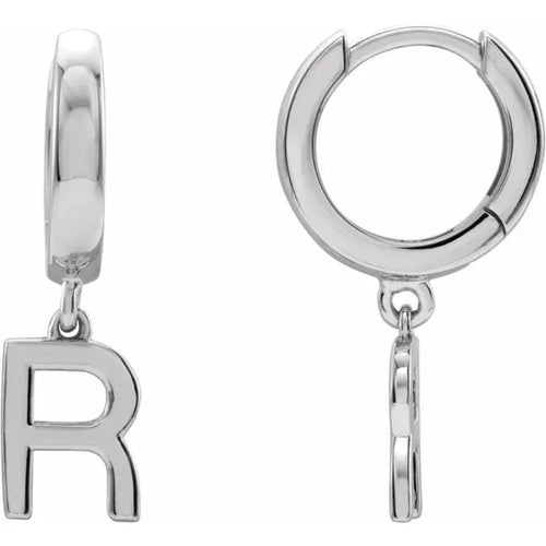 Platinum Initial Hinged Huggie Earring