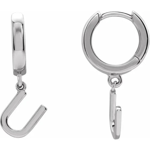 Platinum Initial Hinged Huggie Earring