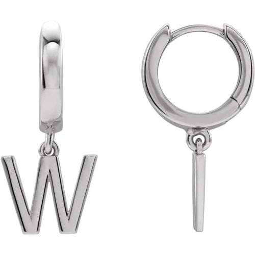 Platinum Initial Hinged Huggie Earring
