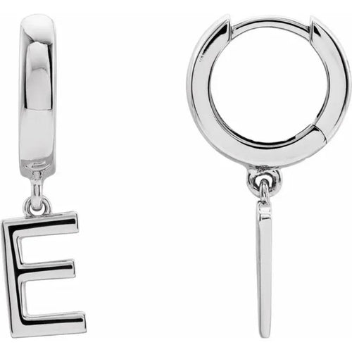 Platinum Initial Hinged Huggie Earring
