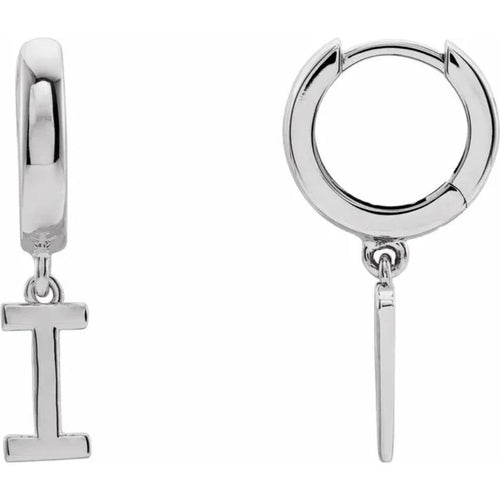Platinum Initial Hinged Huggie Earring