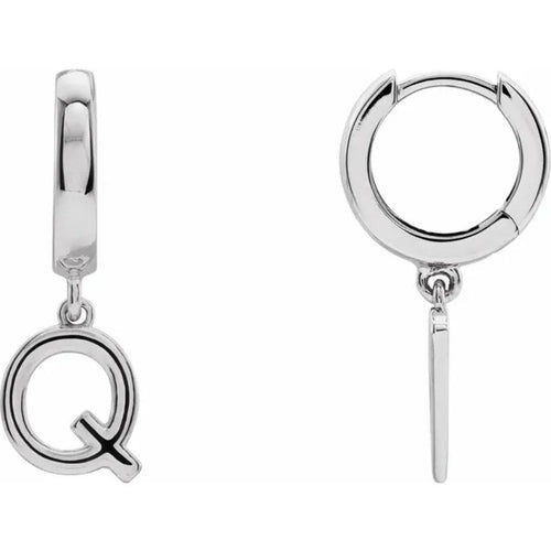 Platinum Initial Hinged Huggie Earring