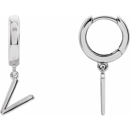 Platinum Initial Hinged Huggie Earring