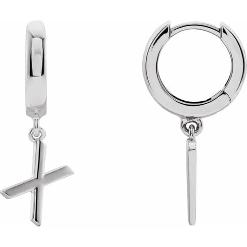 Platinum Initial Hinged Huggie Earring