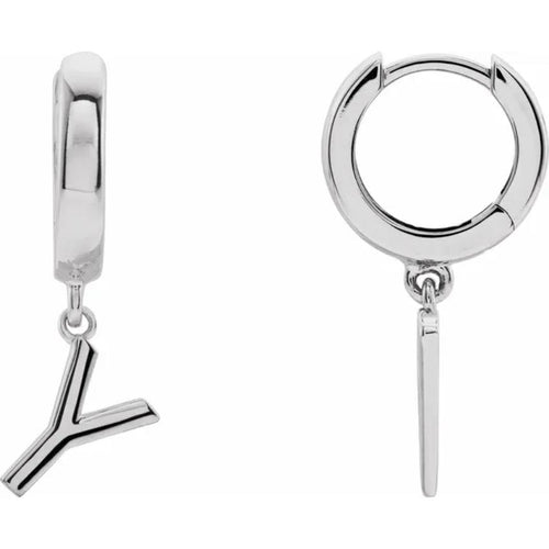 Platinum Initial Hinged Huggie Earring
