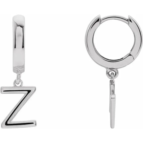 Platinum Initial Hinged Huggie Earring