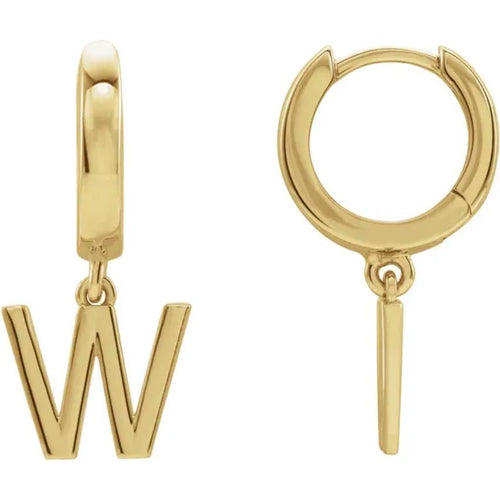 Yellow Gold Initial Hinged Huggie Earring
