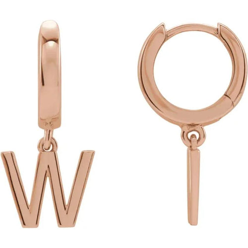 Rose Gold Initial Hinged Huggie Earring