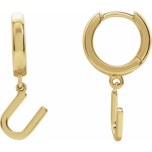 Yellow Gold Initial Hinged Huggie Earring