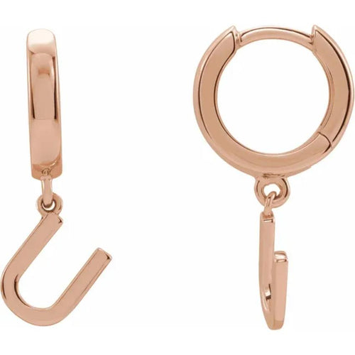 Rose Gold Initial Hinged Huggie Earring