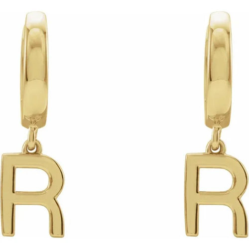 Yellow Gold Initial Hinged Huggie Earring