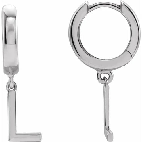 Platinum Initial Hinged Huggie Earring