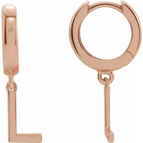 Rose Gold Initial Hinged Huggie Earring