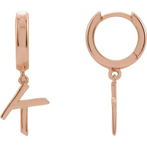 Rose Gold Initial Hinged Huggie Earring