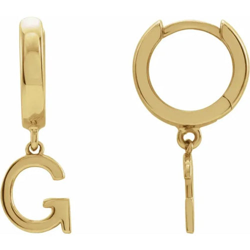 Yellow Gold Initial Hinged Huggie Earring