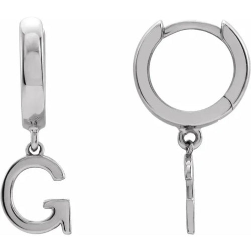 Platinum Initial Hinged Huggie Earring