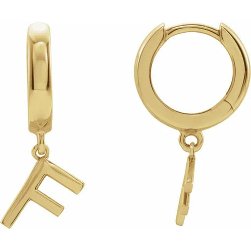 Yellow Gold Initial Hinged Huggie Earring