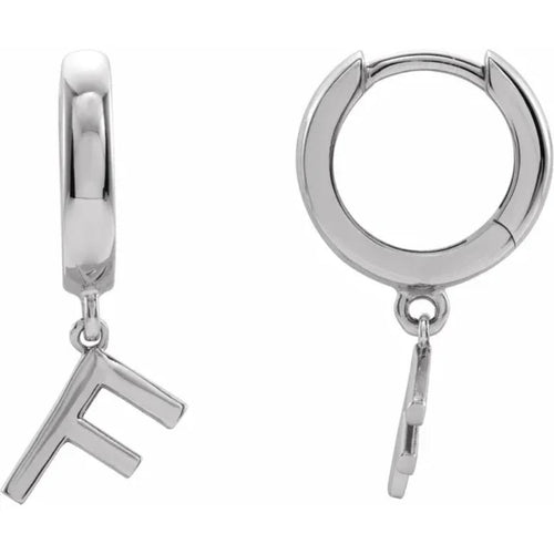 Platinum Initial Hinged Huggie Earring