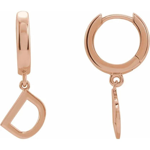 Rose Gold Initial Hinged Huggie Earring