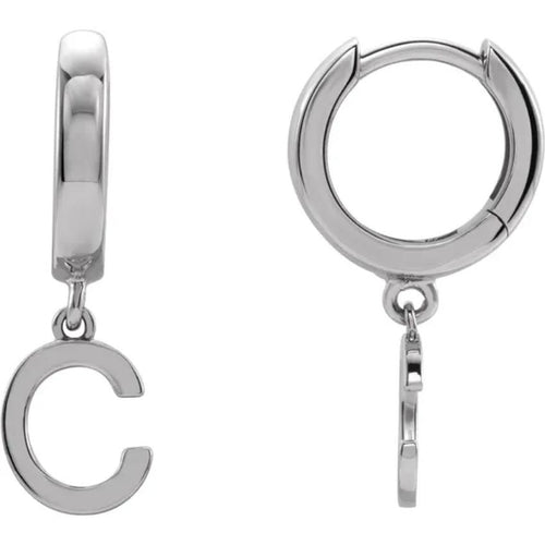 Platinum Initial Hinged Huggie Earring