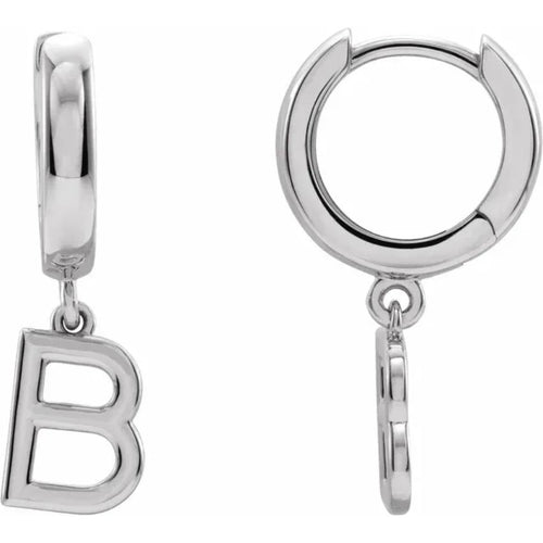 Platinum Initial Hinged Huggie Earring
