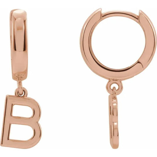Rose Gold Initial Hinged Huggie Earring