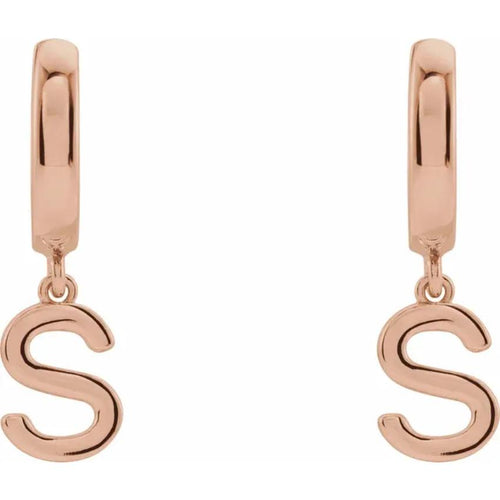 Rose Gold Initial Hinged Huggie Earring
