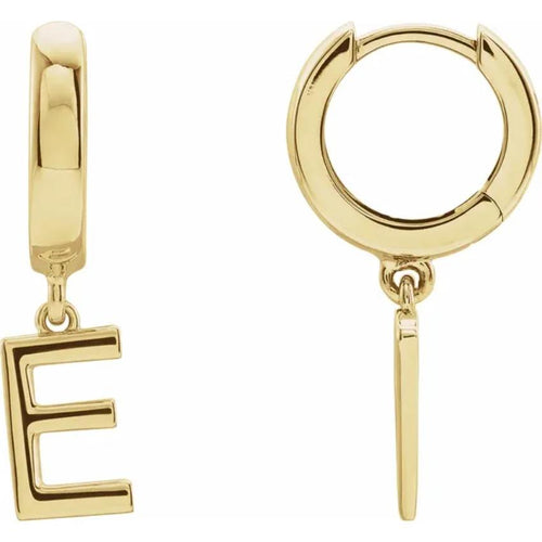 Yellow Gold Initial Hinged Huggie Earring