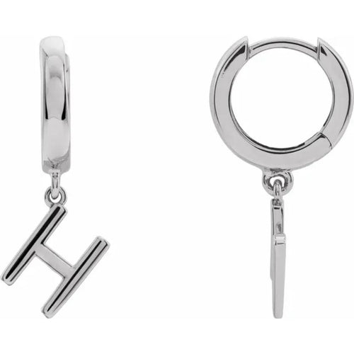 Platinum Initial Hinged Huggie Earring