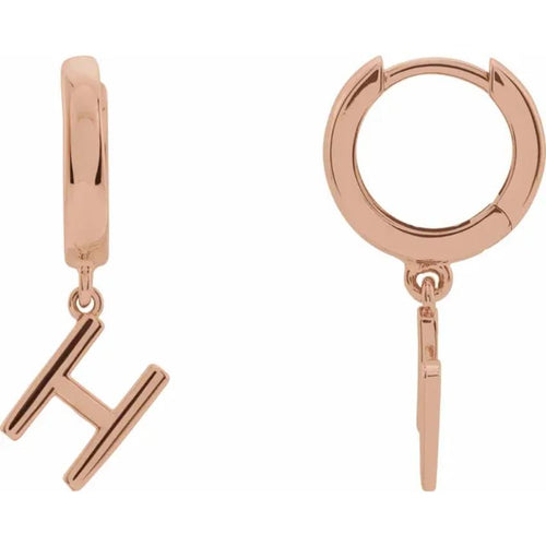 Rose Gold Initial Hinged Huggie Earring