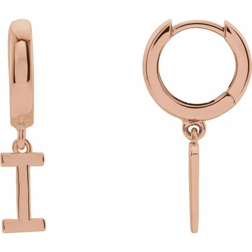 Rose Gold Initial Hinged Huggie Earring