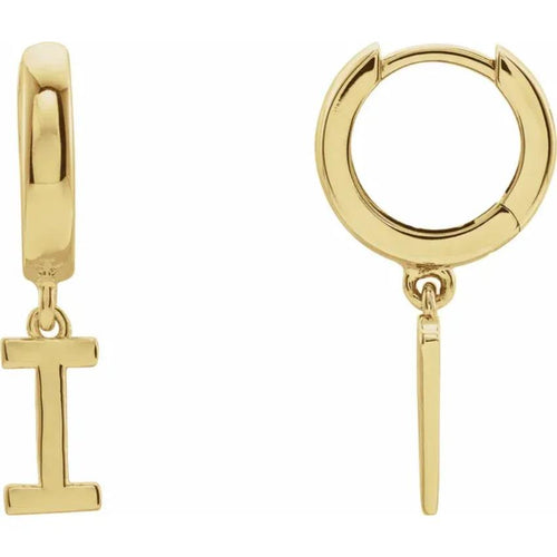 Yellow Gold Initial Hinged Huggie Earring