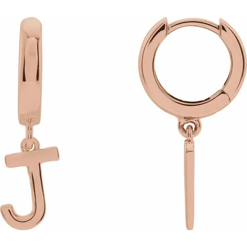 Rose Gold Initial Hinged Huggie Earring