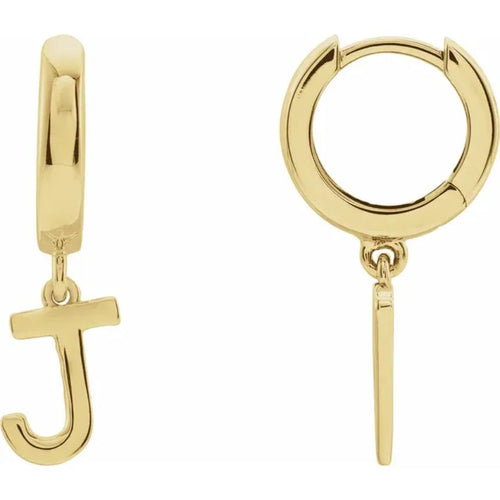 Yellow Gold Initial Hinged Huggie Earring