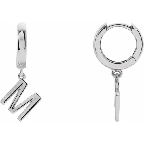 Platinum Initial Hinged Huggie Earring