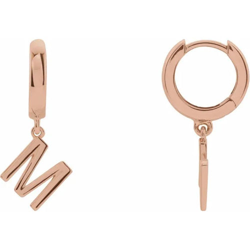 Rose Gold Initial Hinged Huggie Earring