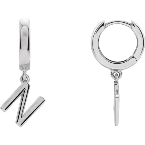 Platinum Initial Hinged Huggie Earring
