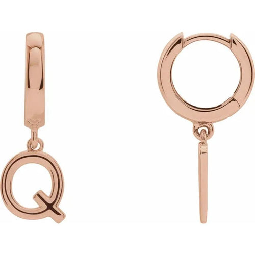 Rose Gold Initial Hinged Huggie Earring