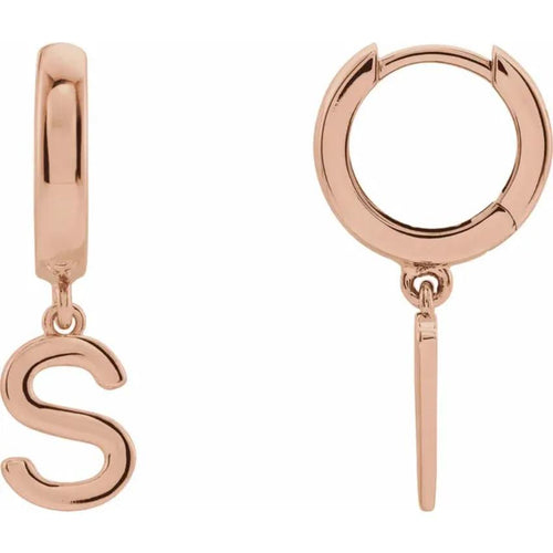 Rose Gold Initial Hinged Huggie Earring