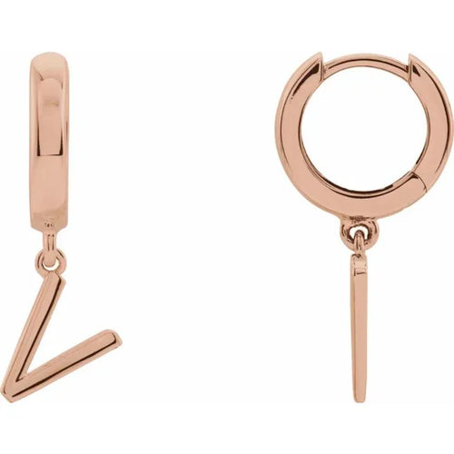 Rose Gold Initial Hinged Huggie Earring