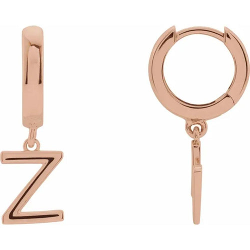 Rose Gold Initial Hinged Huggie Earring
