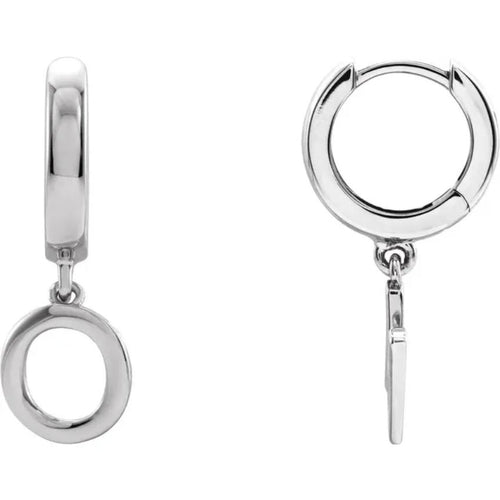 Platinum Initial Hinged Huggie Earring
