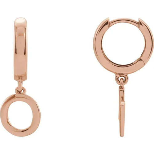 Rose Gold Initial Hinged Huggie Earring