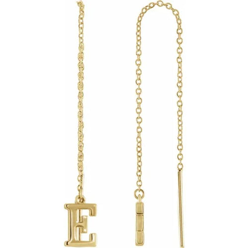 Yellow Gold Initial Chain Earring