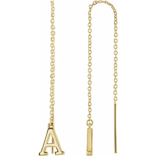 Yellow Gold Initial Chain Earring