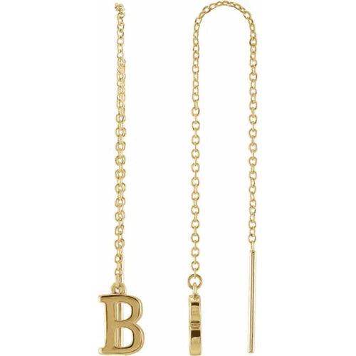 Yellow Gold Initial Chain Earring