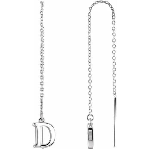 White Gold Initial Chain Earring