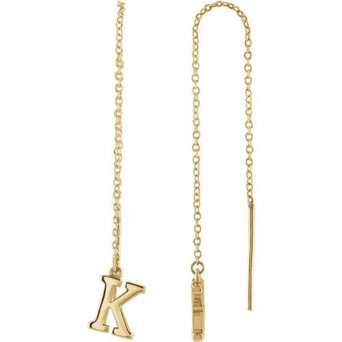 Yellow Gold Initial Chain Earring