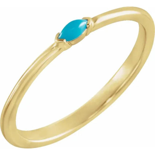 Yellow Gold Natural Turquoise Stackable Ring